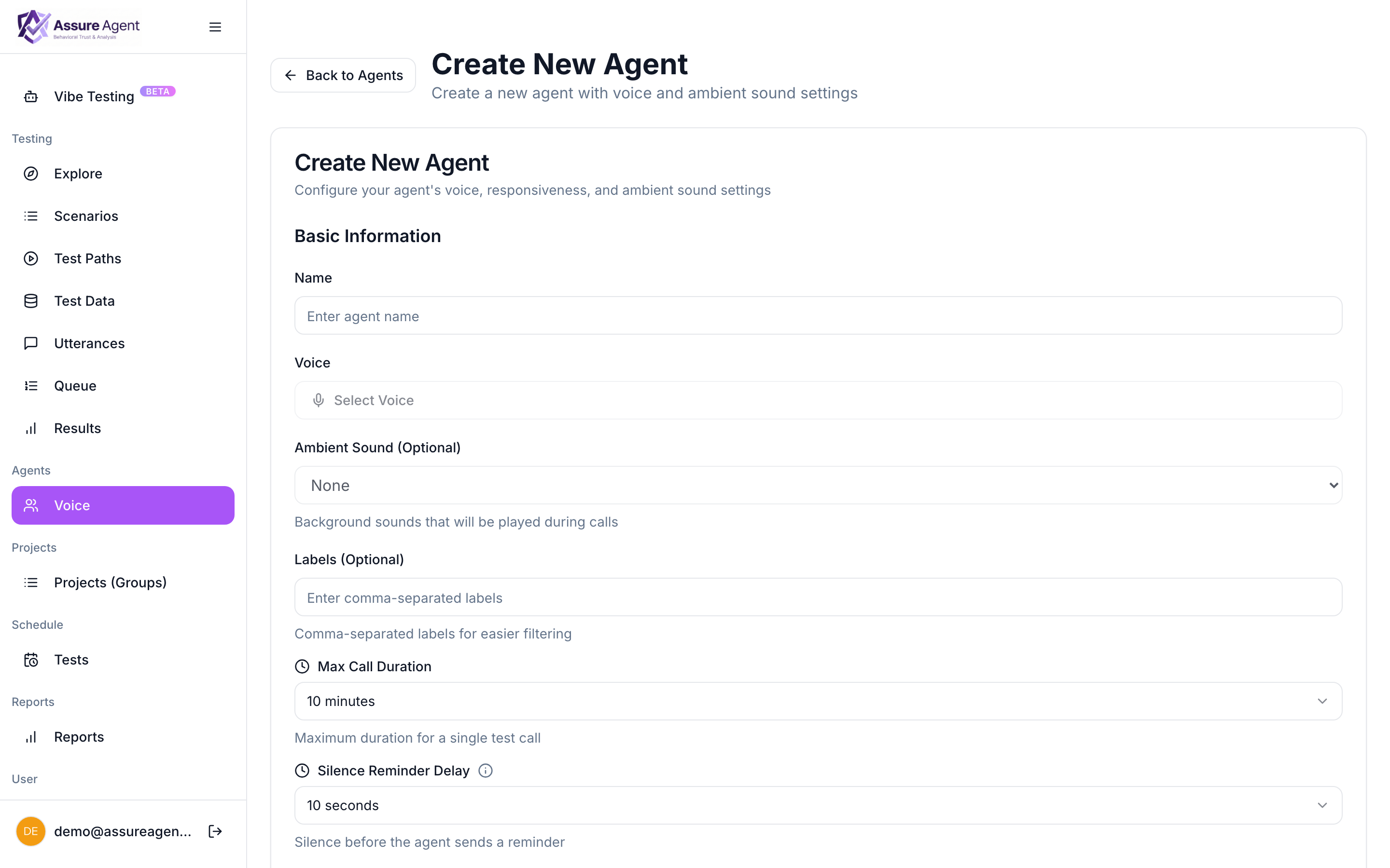 Agent create form