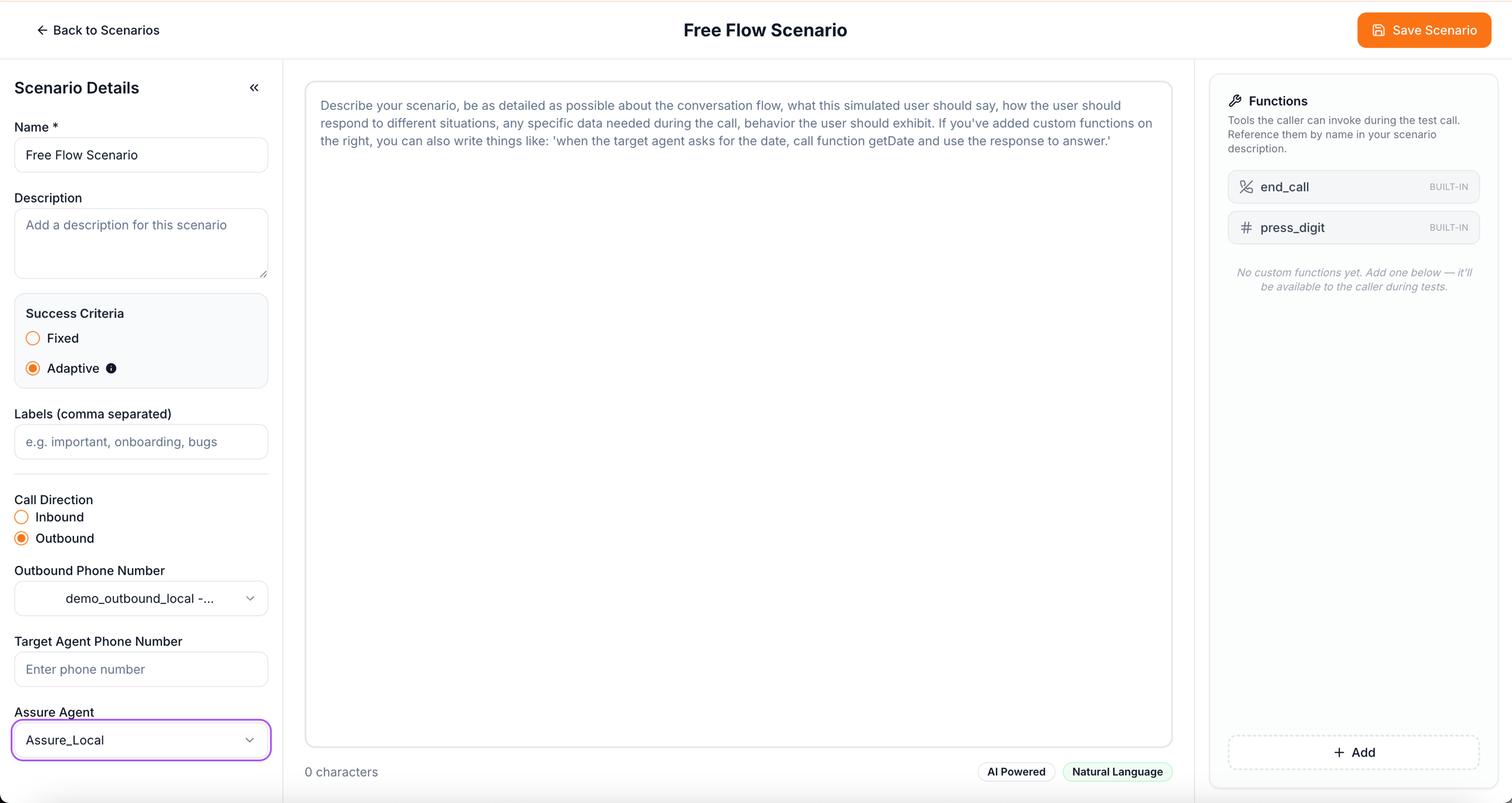 Free Flow Scenario designer