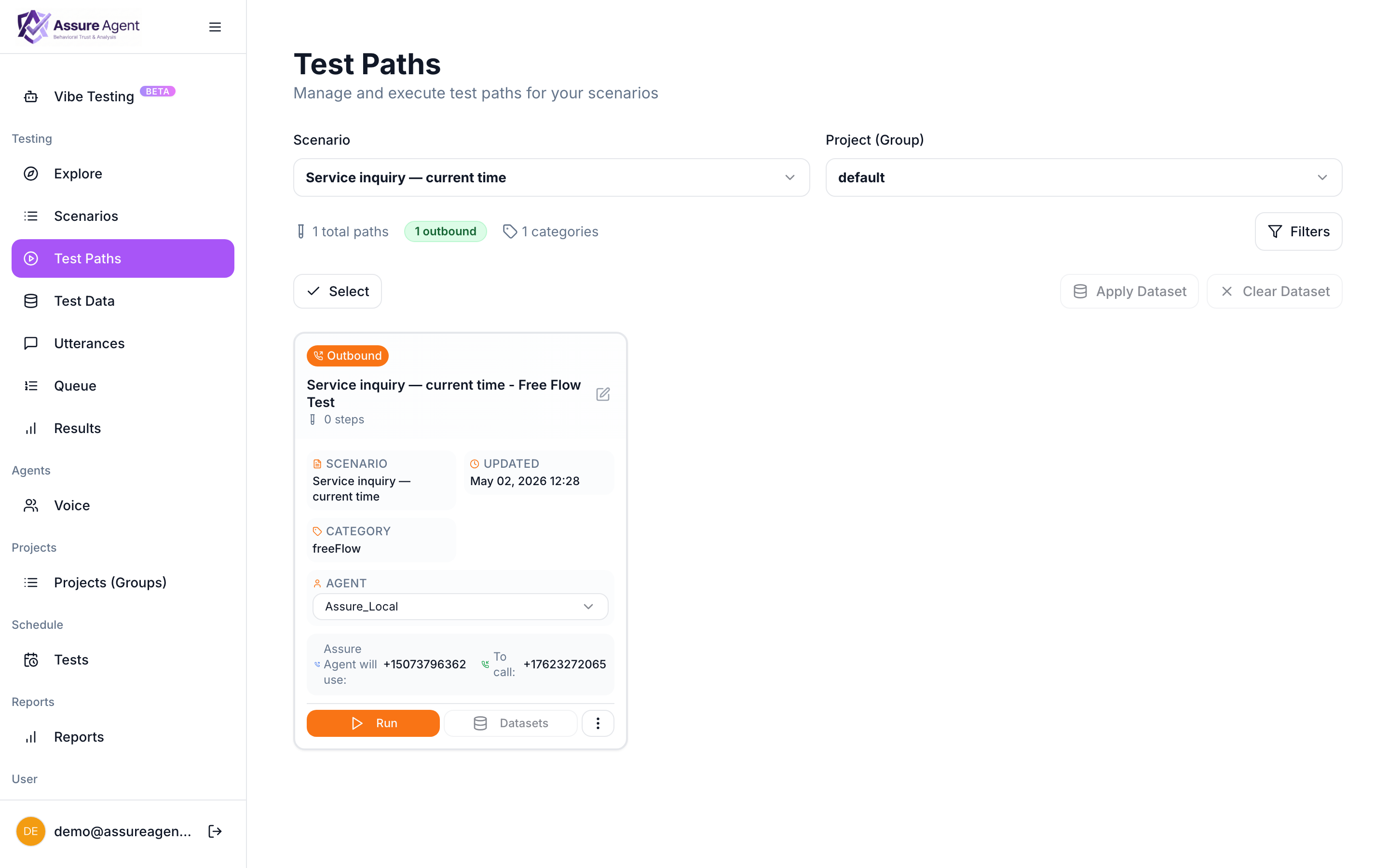 Test paths page with a generated path
